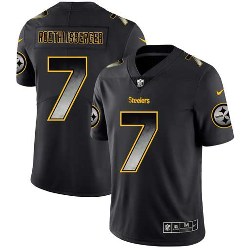 Men Pittsburgh Steelers #7 Roethlisbercer Nike Teams Black Smoke Fashion Limited NFL Jerseys